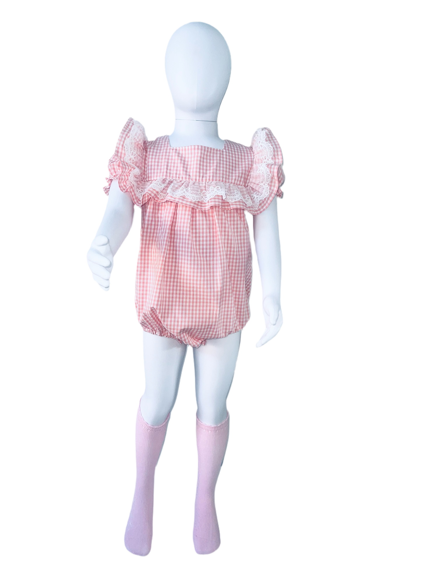 Pink Gingham Bow Romper
