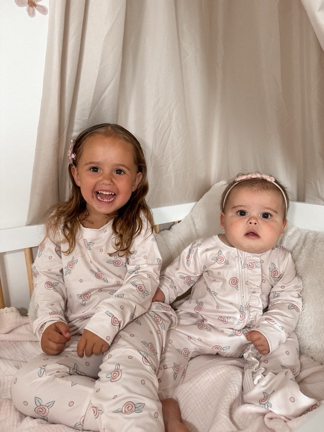 Baby Girls Rosebud Zip Babygrow