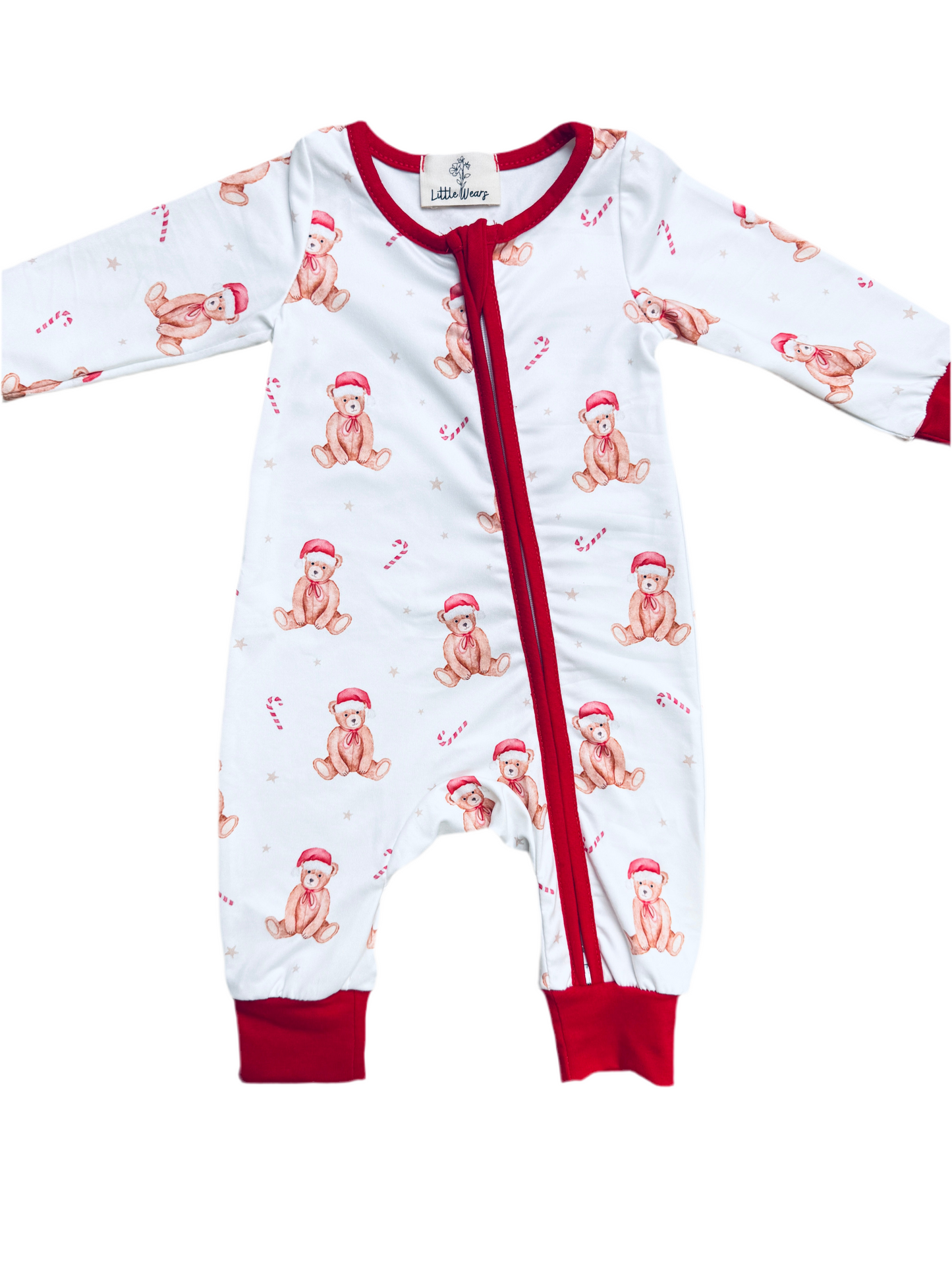 Unisex Teddy Bear Christmas Zip Sleepsuit