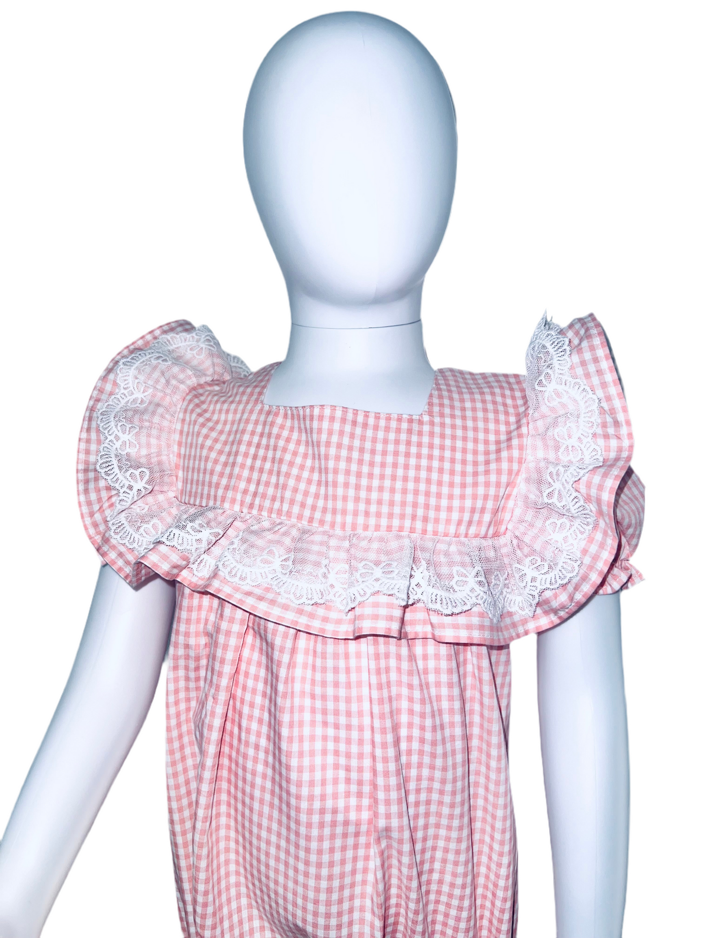 Pink Gingham Bow Romper
