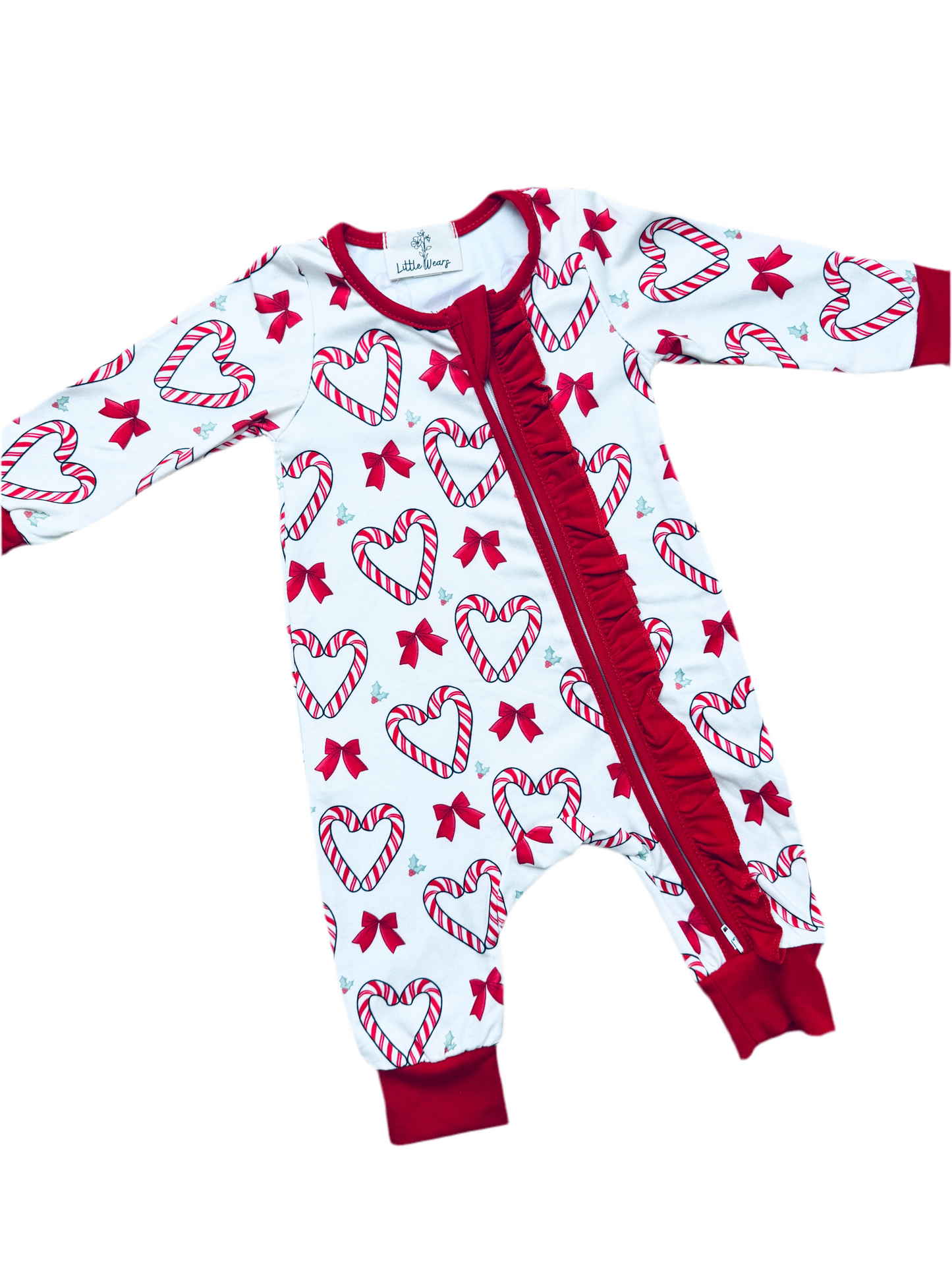 Christmas Candy Cane Zip Sleepsuit