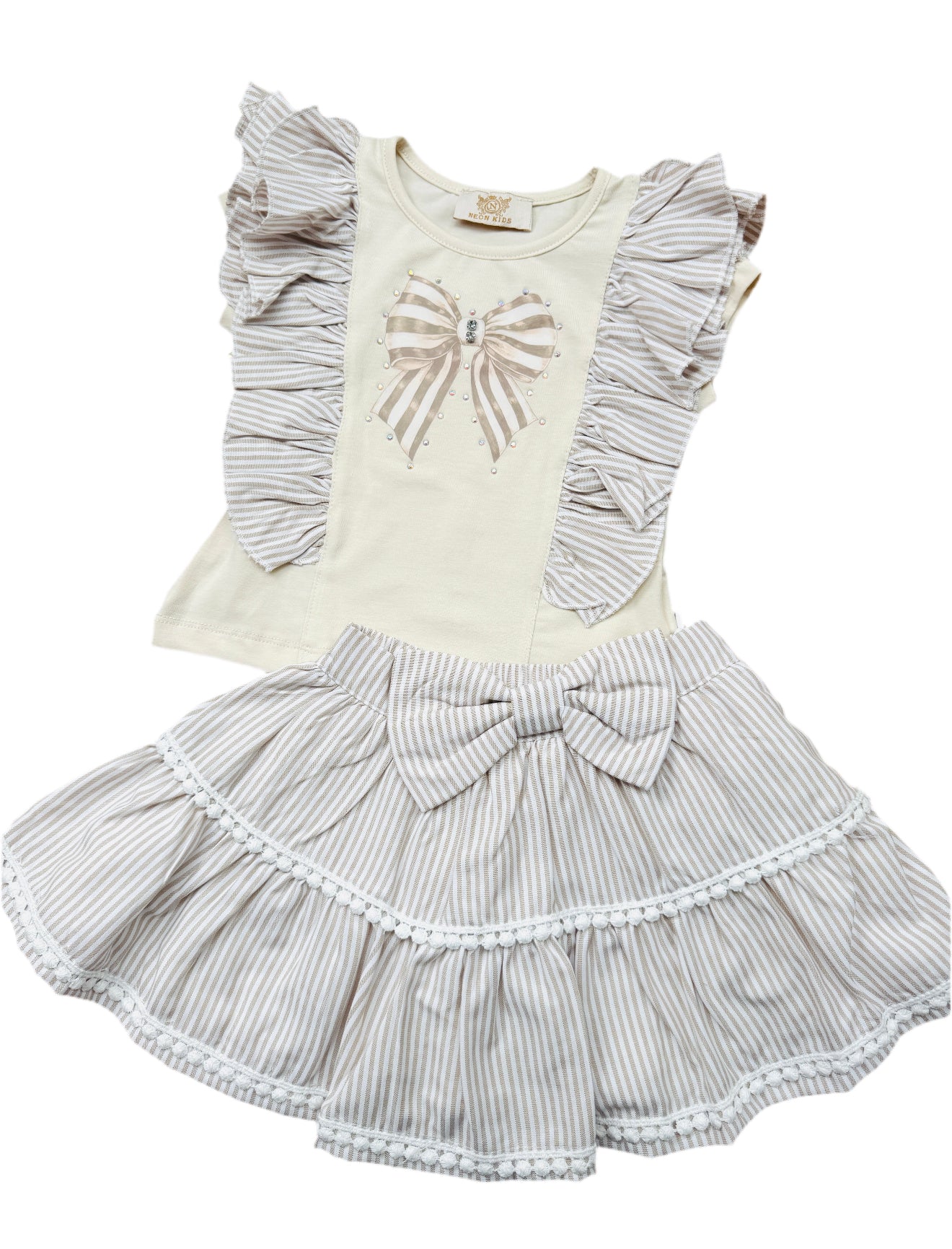 Neon Kids Bow Skirt Set