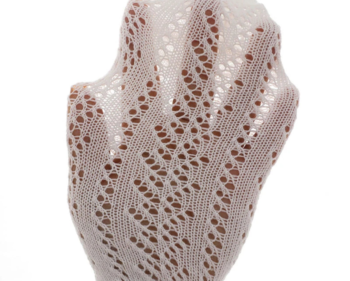 White Openwork Knee High Socks
