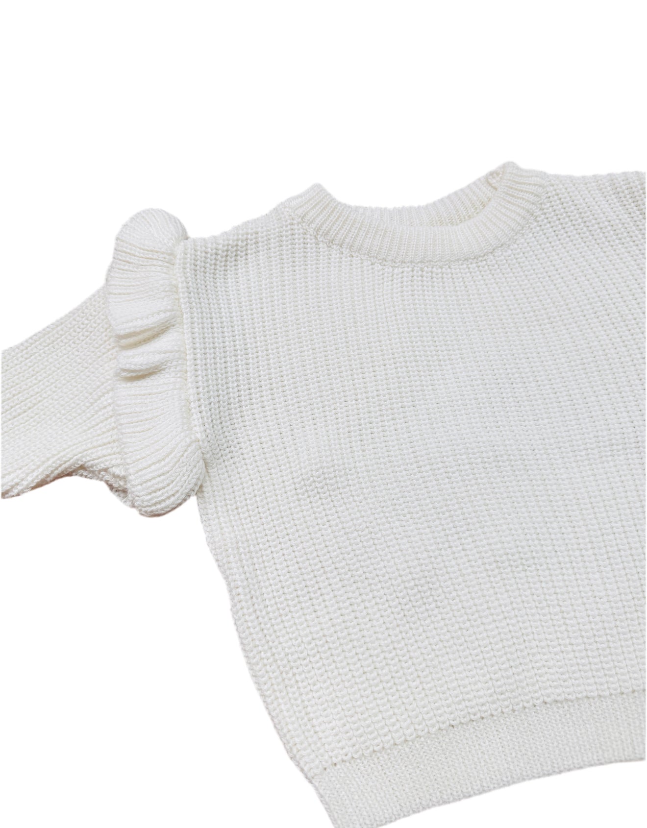 Off White Ruffle Knit Jumper