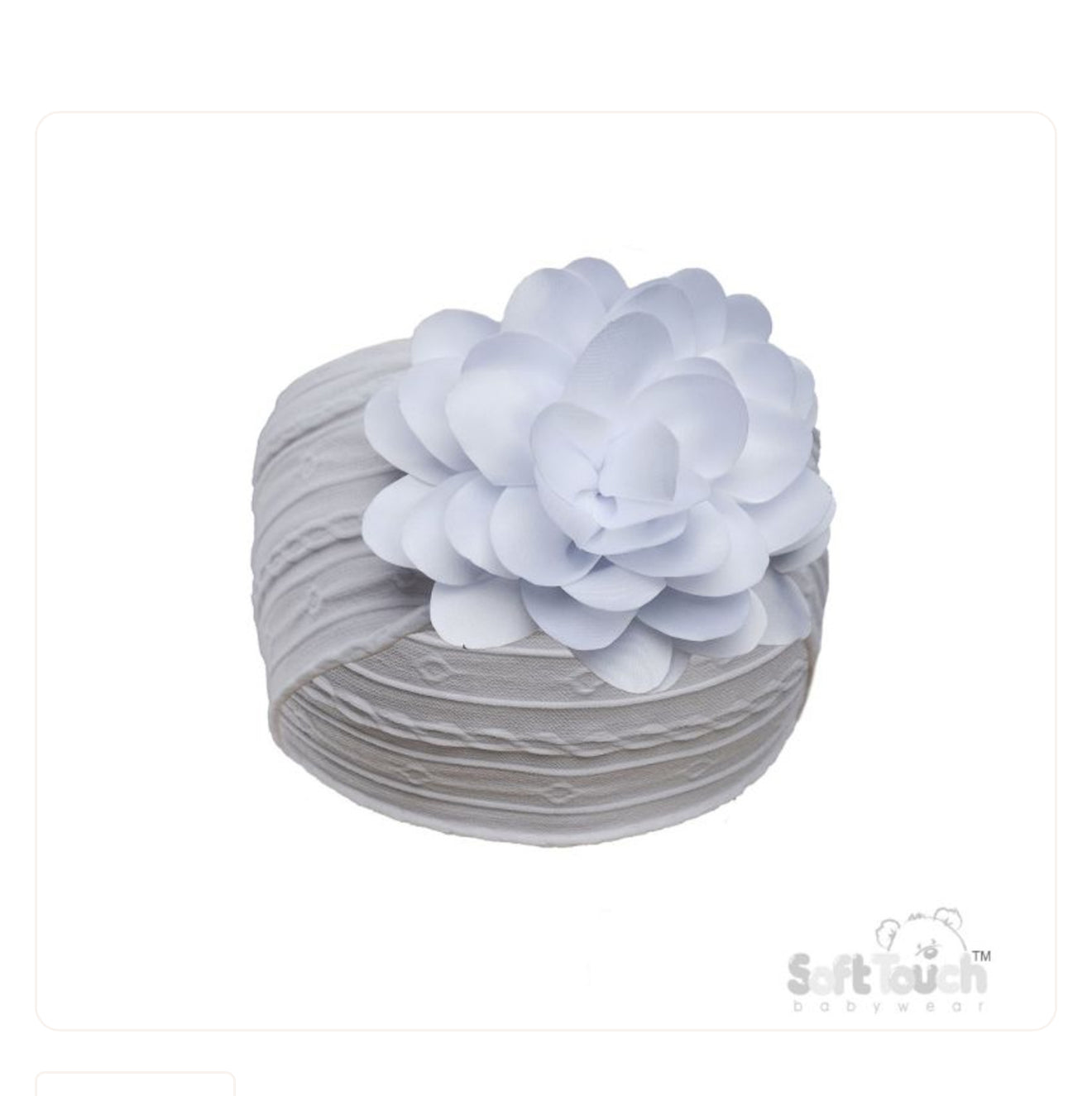 White Flower Ribbed Headband