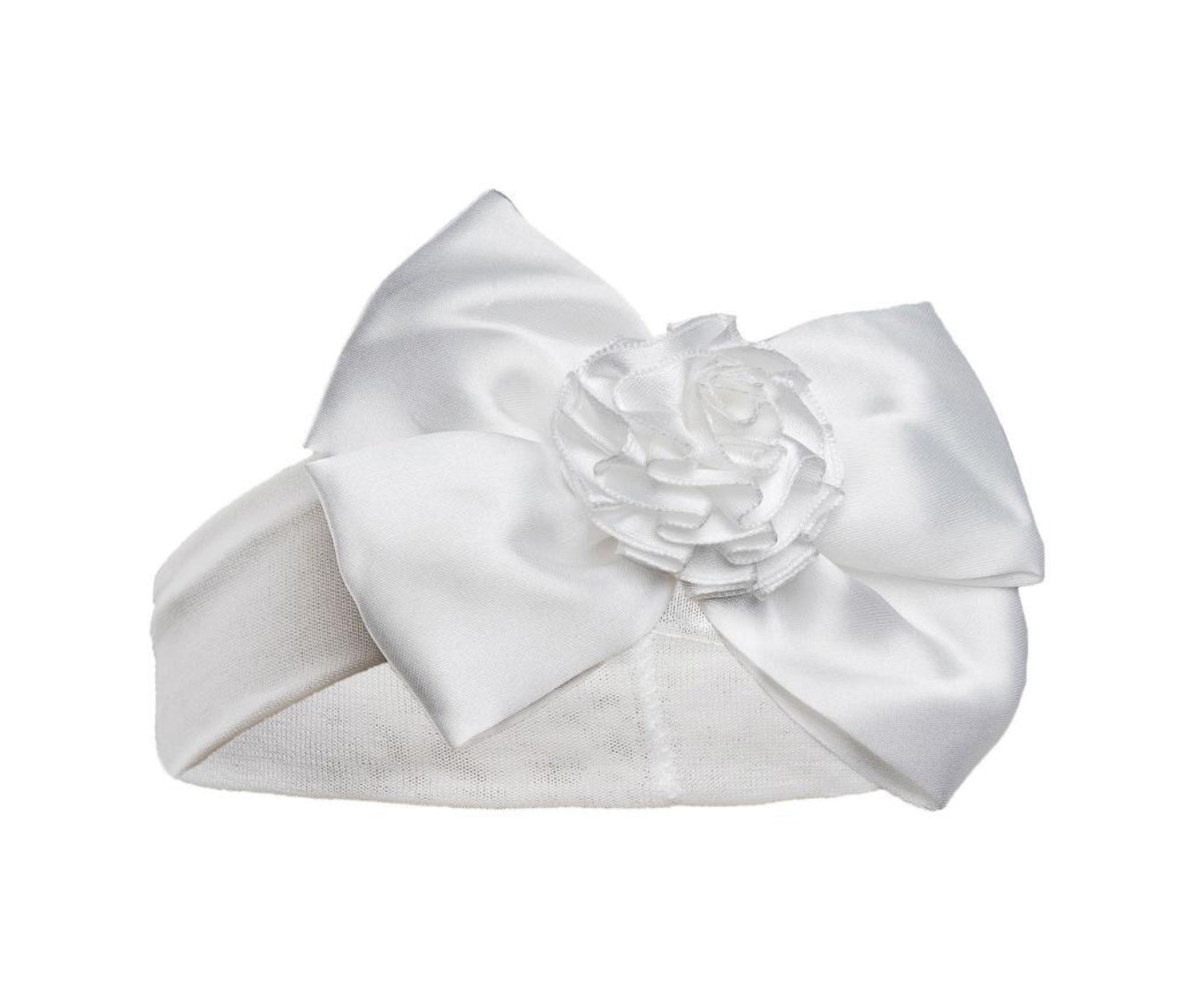 Cream Satin Bow Flower Headband