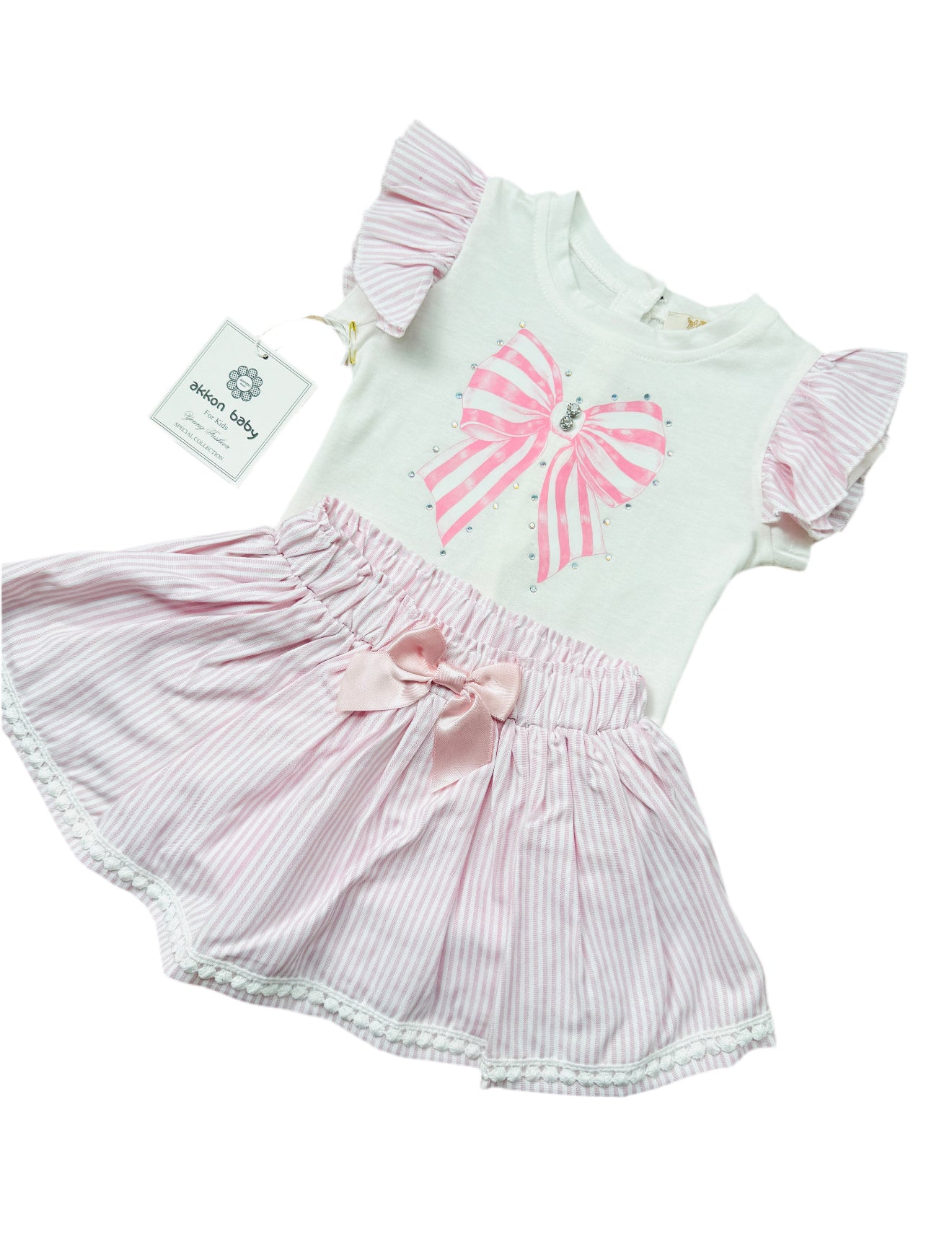 Neon Kids Bow Skirt Set