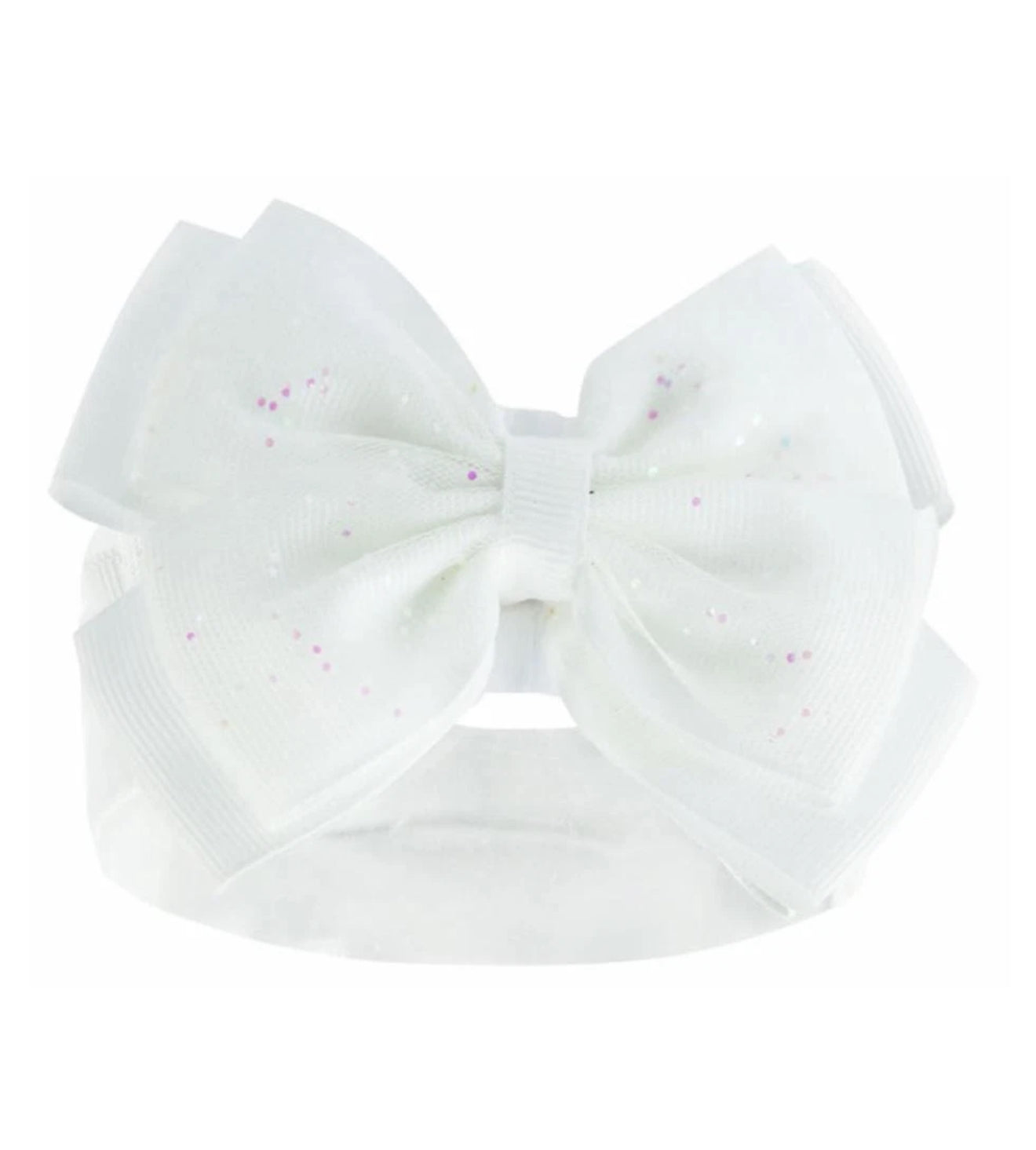 White Sparkle Bow Headband