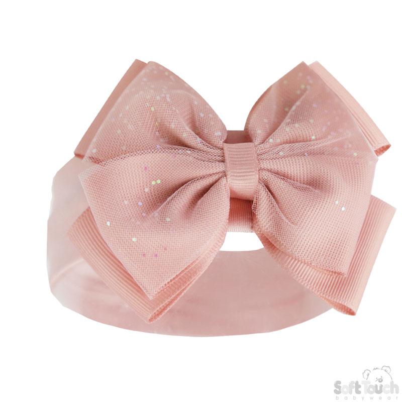 Dusty Pink Sparkle Bow Headband