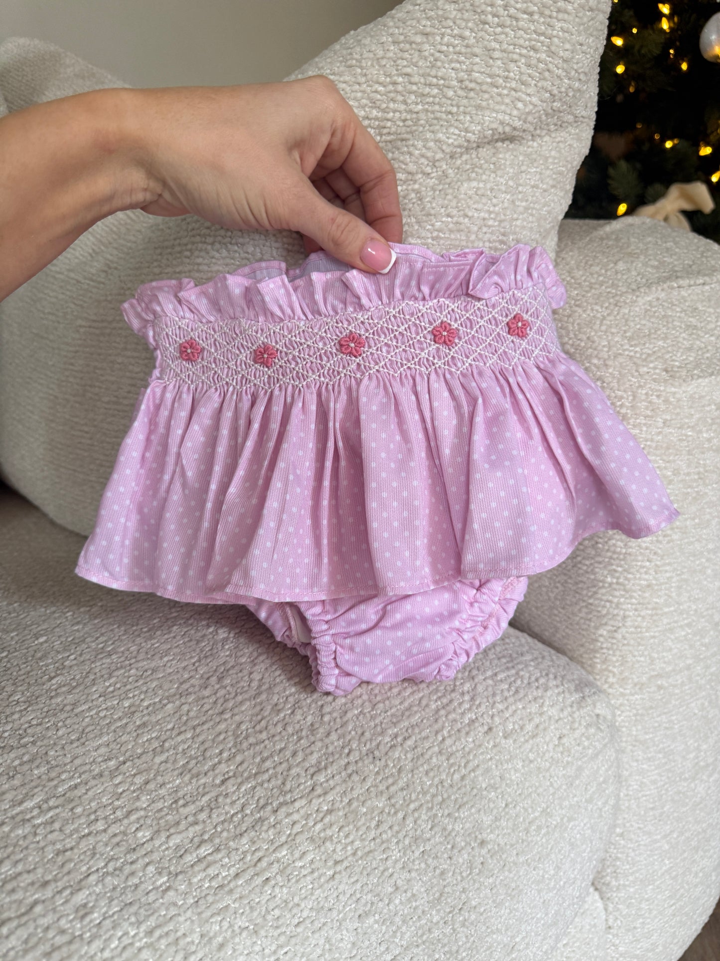 Smocked Pink Polkadot Bloomers