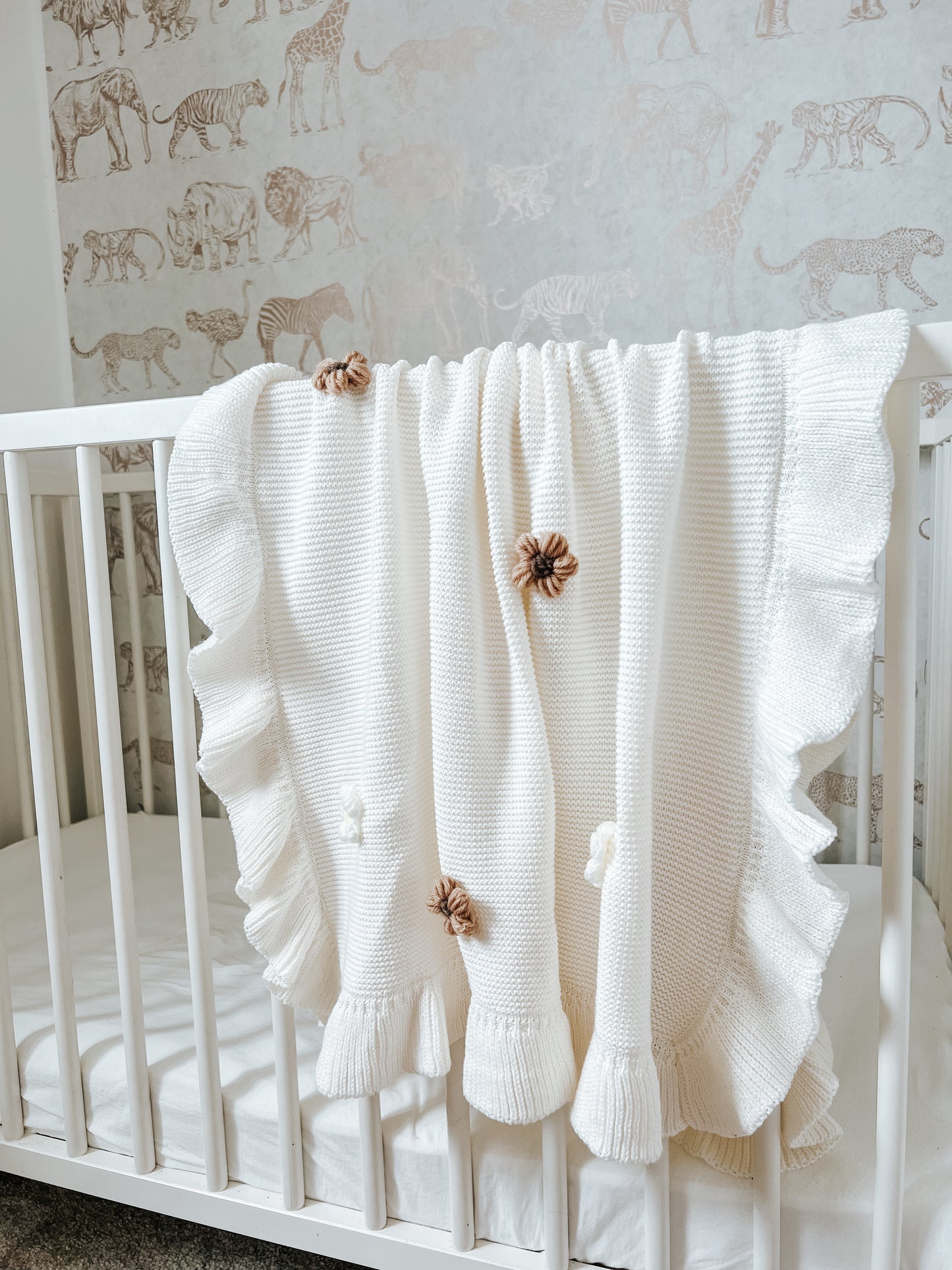Crochet Flower Ruffle Blanket