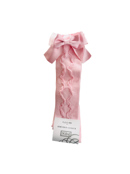 Pex Pink Knee High Bow Socks
