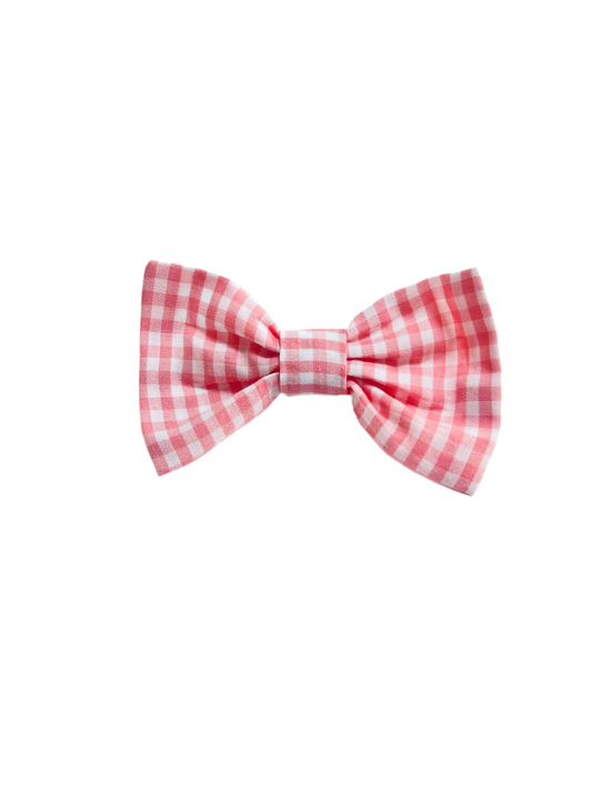 Pink Gingham Bow Clips