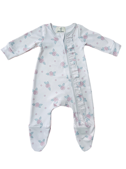 Baby Girls Rosebud Zip Babygrow