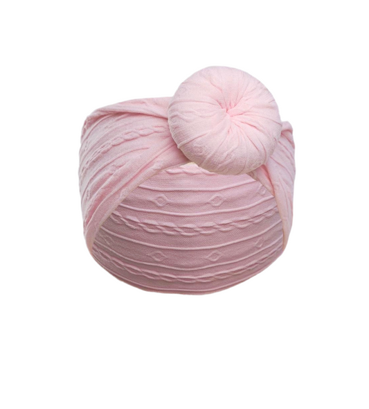 Baby Pink Ribbed Donut Headband