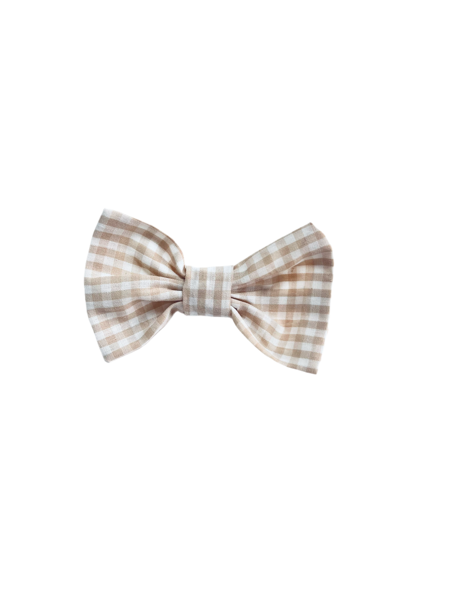 Beige Gingham Bow Clips