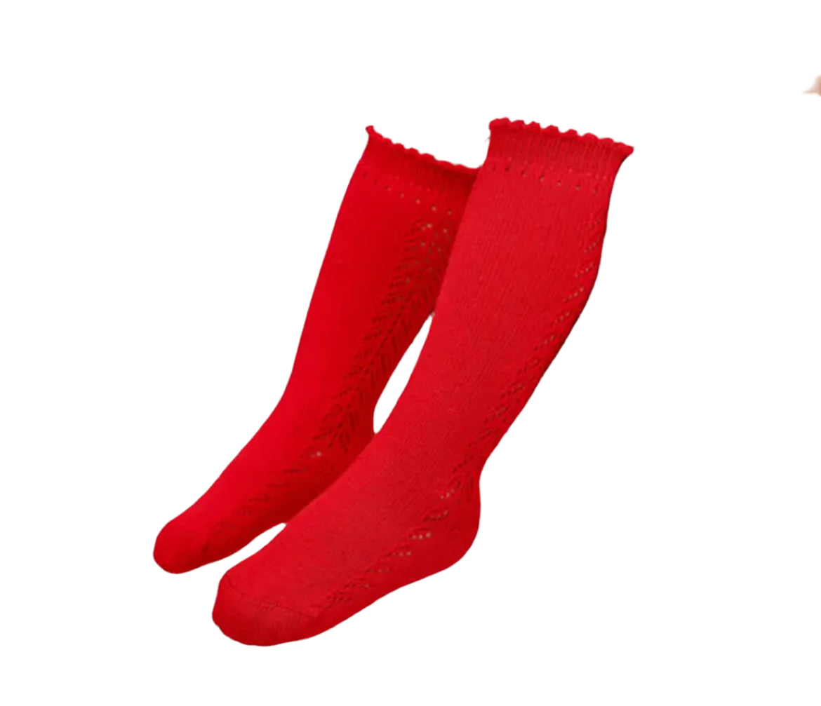 Open Work Red Socks