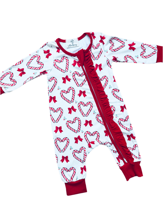 Christmas Candy Cane Zip Sleepsuit