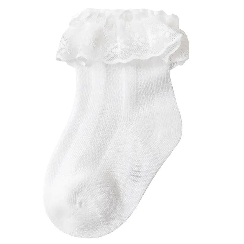 White Ankle Frilly Socks