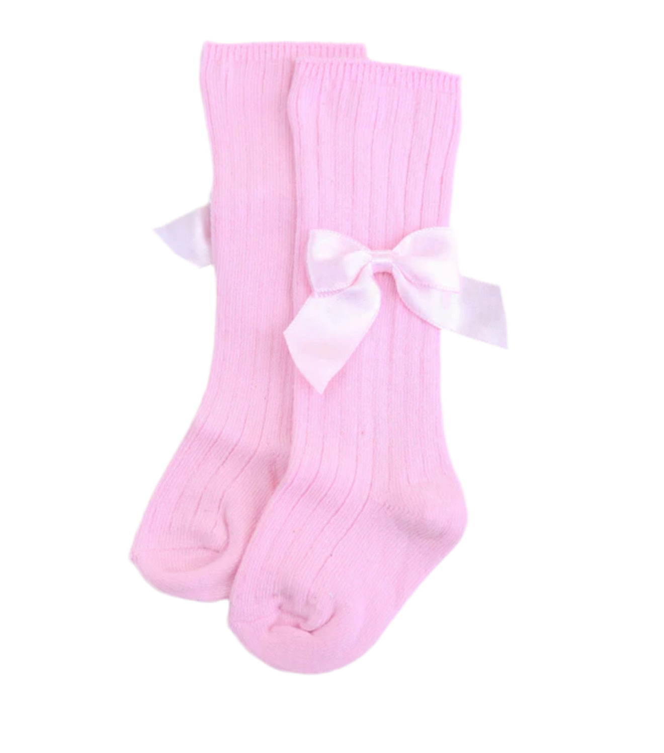 Pex Knee High Pink Ribbed Bow Socks