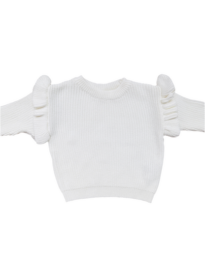 Off White Ruffle Knit Jumper