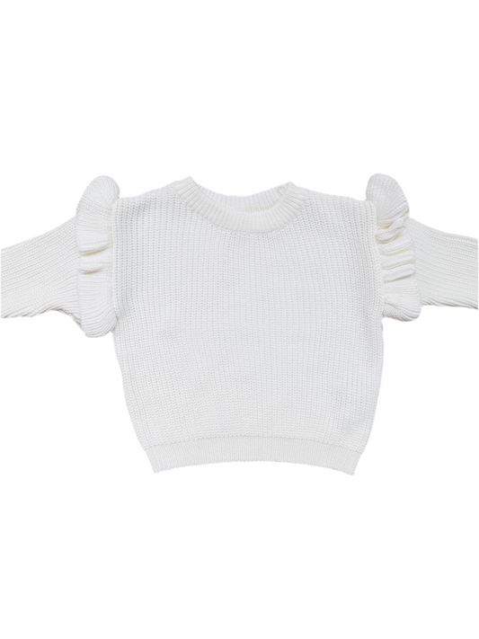 Off White Ruffle Knit Jumper