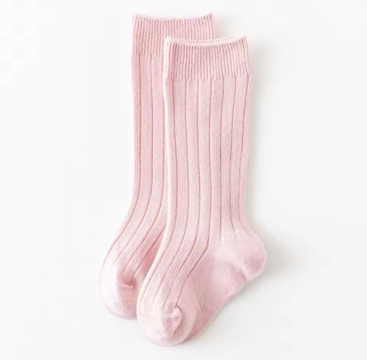 Pink Ribbed Knee High Socks