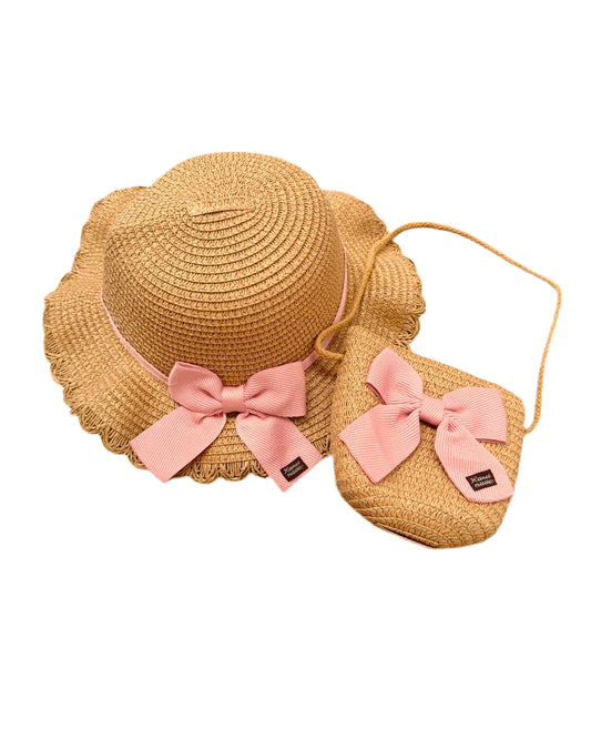 Dusty Pink Summer Hat & Bag Set