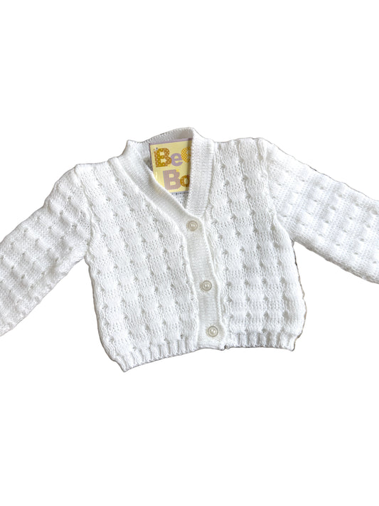 Knitted Unisex White Cardigan