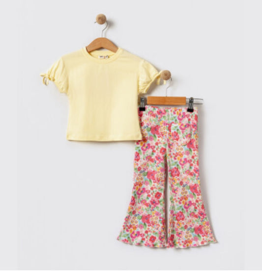 Lemon Floral Top & Flare Set