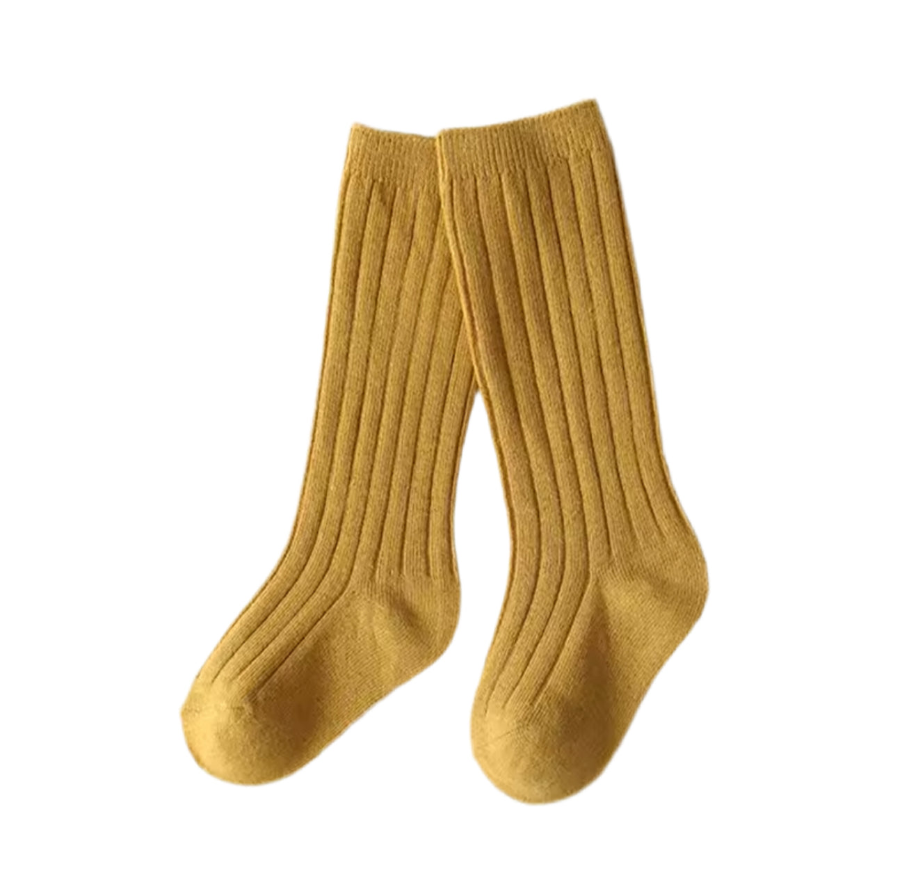 Knee High Ribbed Mustard Socks