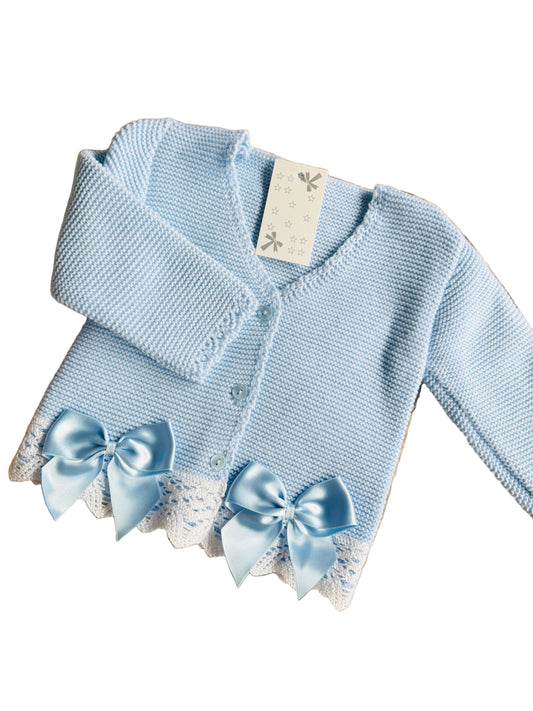 Blue Spanish Lace Bow Cardigan
