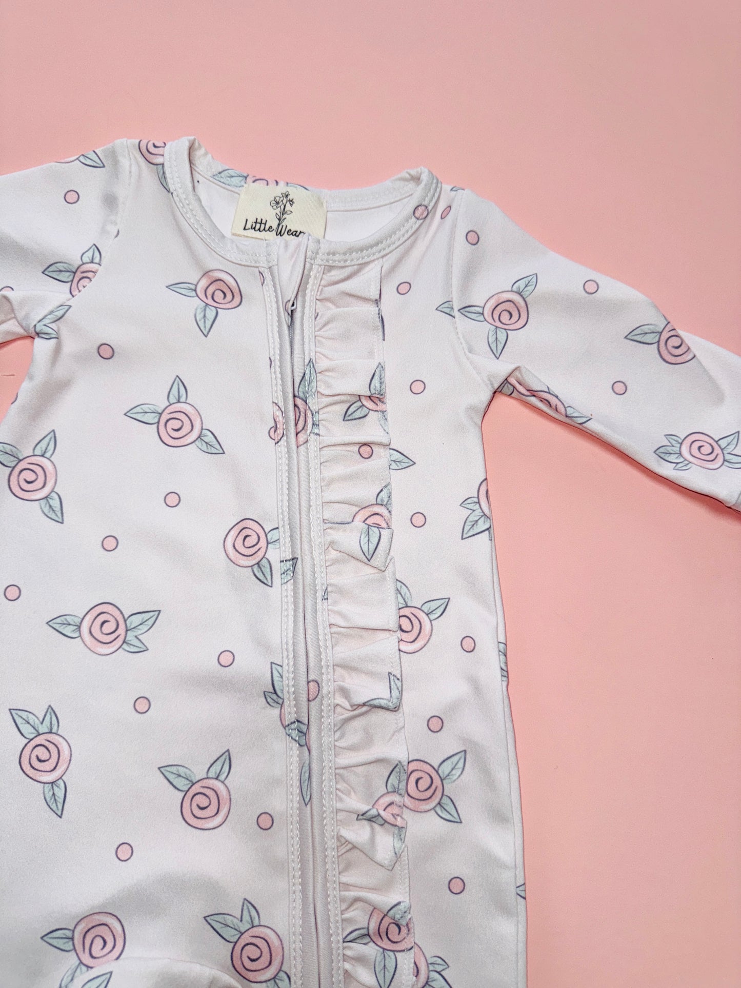 Baby Girls Rosebud Zip Babygrow