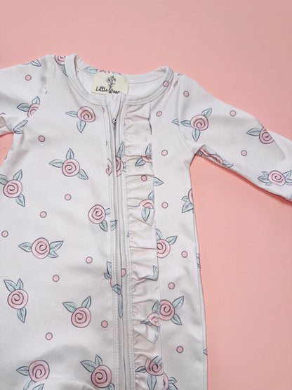 Baby Girls Rosebud Zip Babygrow