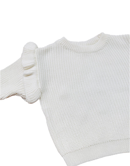 Off White Ruffle Knit Jumper