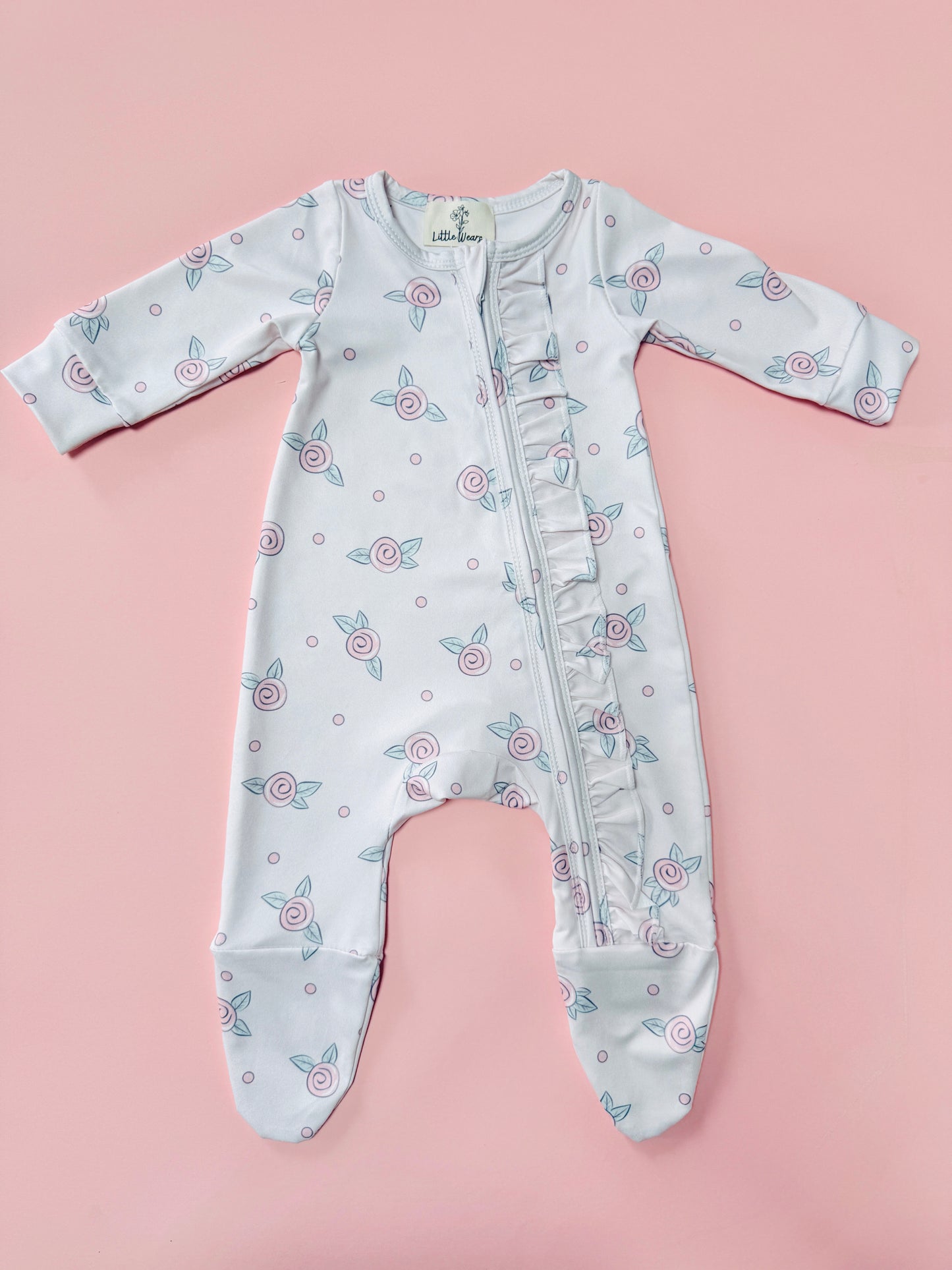 Baby Girls Rosebud Zip Babygrow