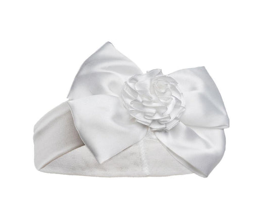 Cream Satin Bow Flower Headband