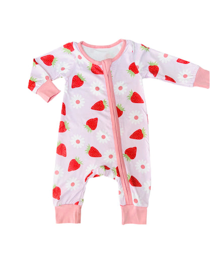 Strawberry Kisses Zip Babygrow