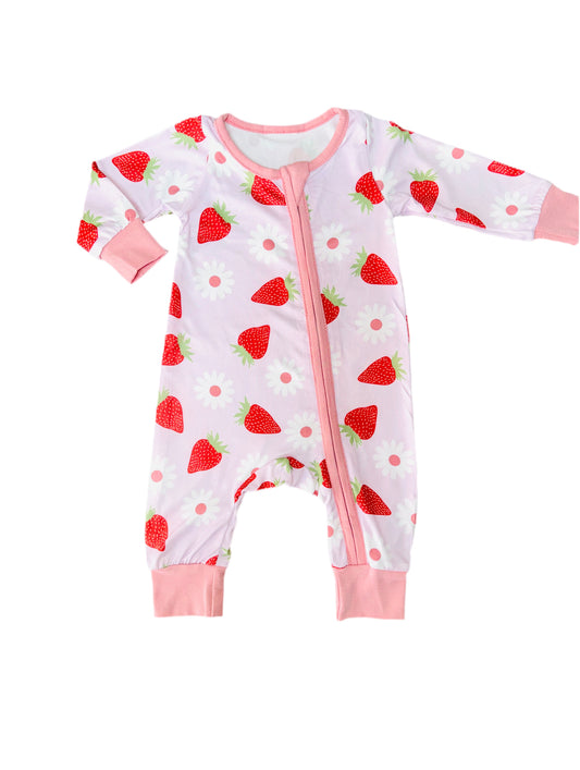 Strawberry Kisses Zip Babygrow