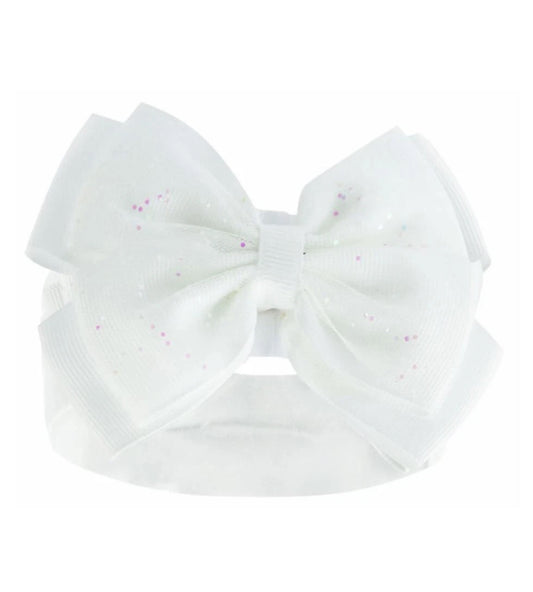 White Sparkle Bow Headband