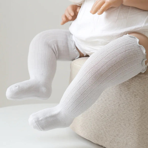 Grey Knee High Frilly Socks